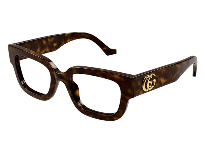 Pre-owned Gucci Women's Square Eyeglasses In Havana (gg1548o 005) In Brown