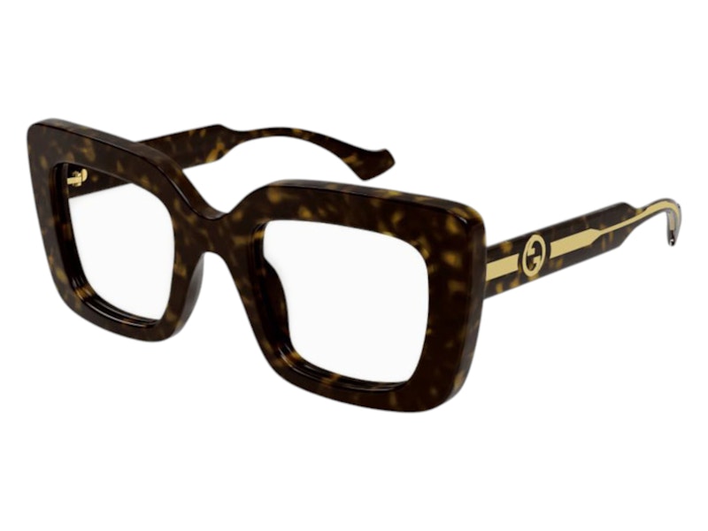 Gucci Square Eyeglasses Shiny Dark Havana (GG1554O 002) in Acetate  