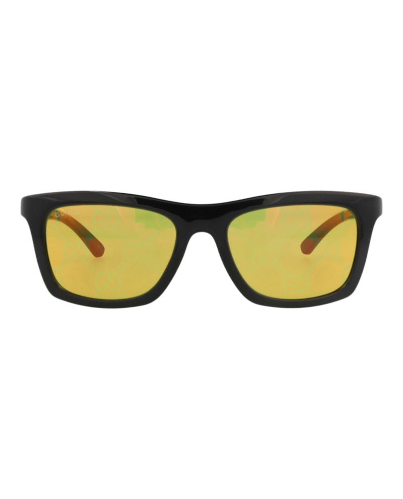 Gucci Square-Frame Injection Sunglasses Black Green Yellow