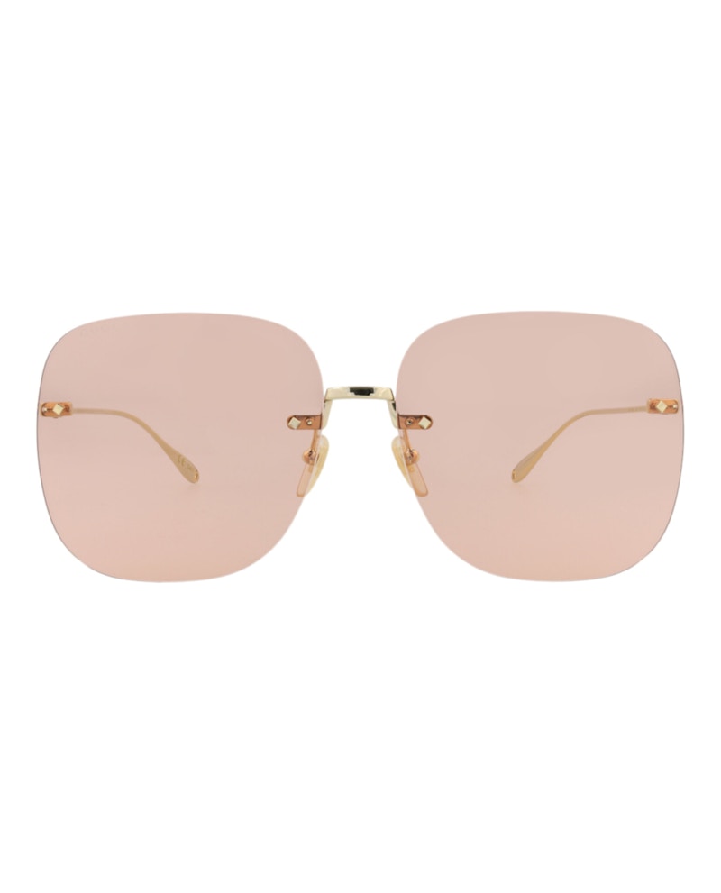 Gucci Square-Frame Metal Sunglasses Gold Gold Pink (GG1148S Gucci Square-Frame Metal Sunglasses Gold Gold Pink (GG1148S