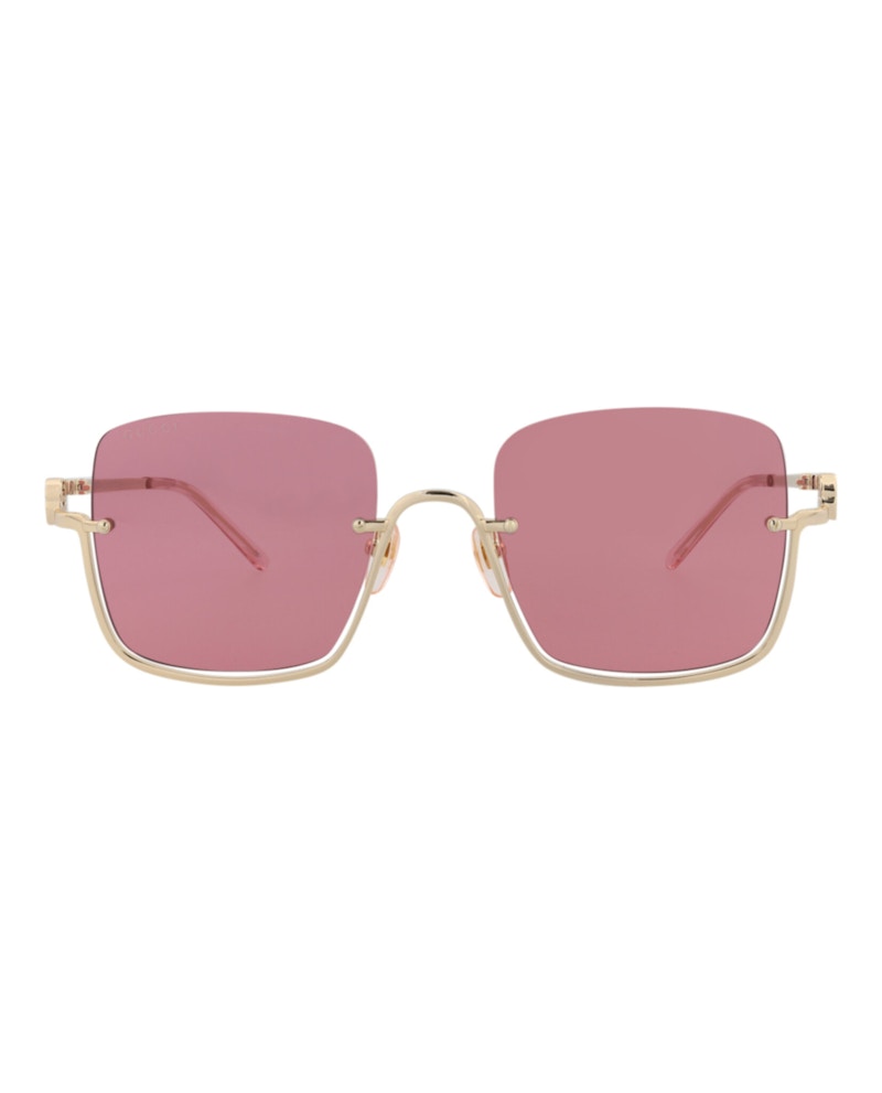 Pre-owned Gucci Women's Squareframe Metal Sunglasses/30013846003) In Gold/red (gg1279s