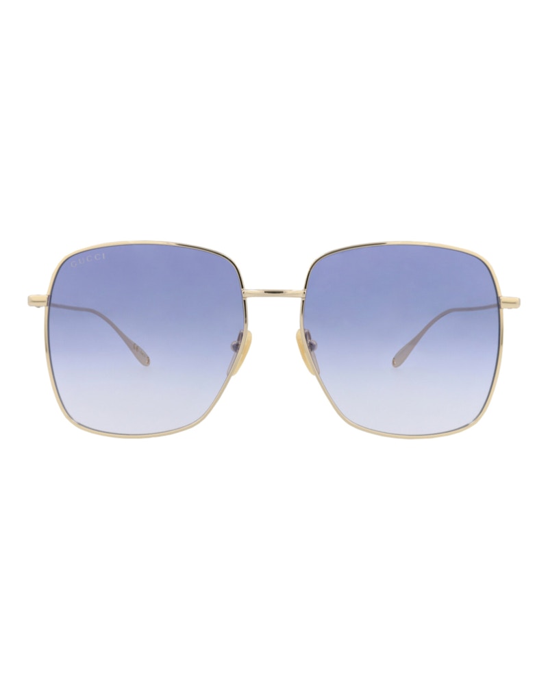 Pre-owned Gucci Women's  Squareframe Metal Sunglasses In Gold Gold Violet (gg1031s/30011783/004)