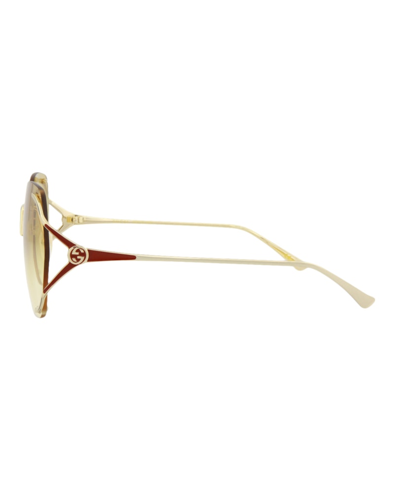 Gucci Square-Frame Metal Sunglasses Gold/Gold/Yellow (Gg0651s-30008606-005)