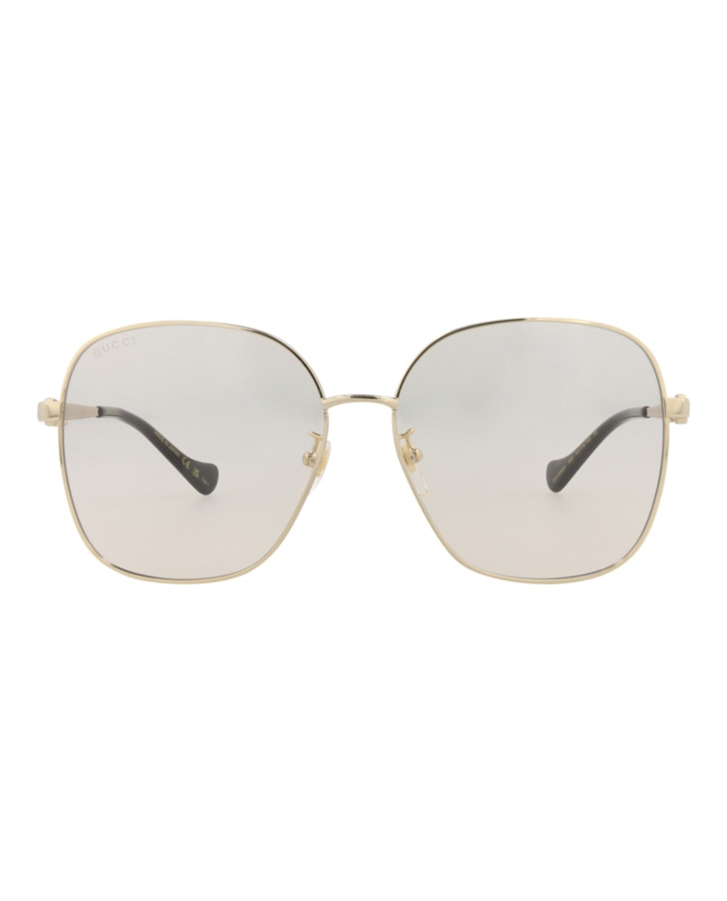 Gucci Square-Frame Metal Sunglasses Gold/Gold/Yellow (GG1089SA 