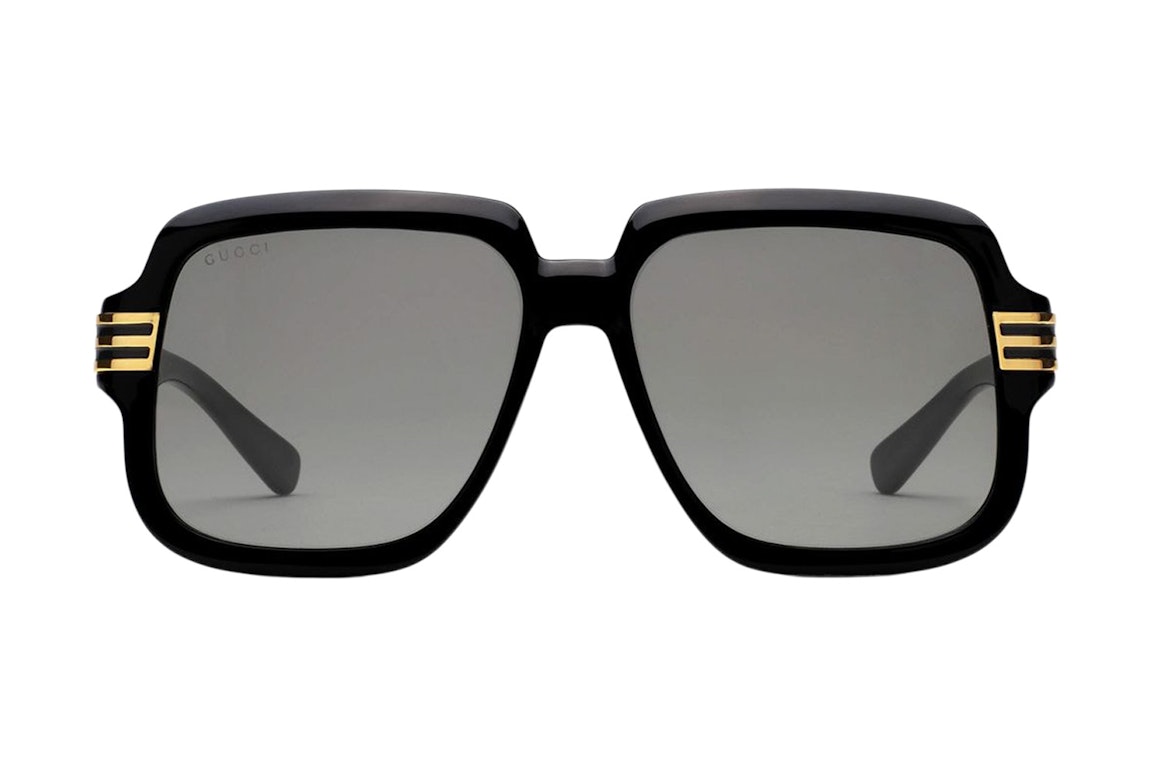 Pre-owned Gucci Square Frame Sunglasses True Black/gold/brown (663772 J1691 1012)