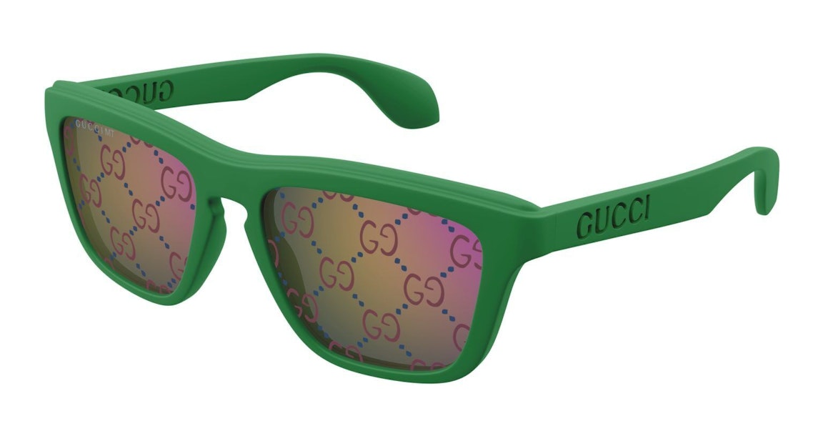 Pre-owned Gucci Square Logo Frame Sunglasses Green/blue (gg1571s-004)
