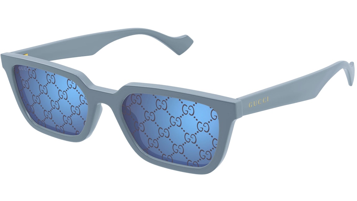 Pre-owned Gucci Square Logo Frame Sunglasses Light Blue/purple (gg1539s-003-55)
