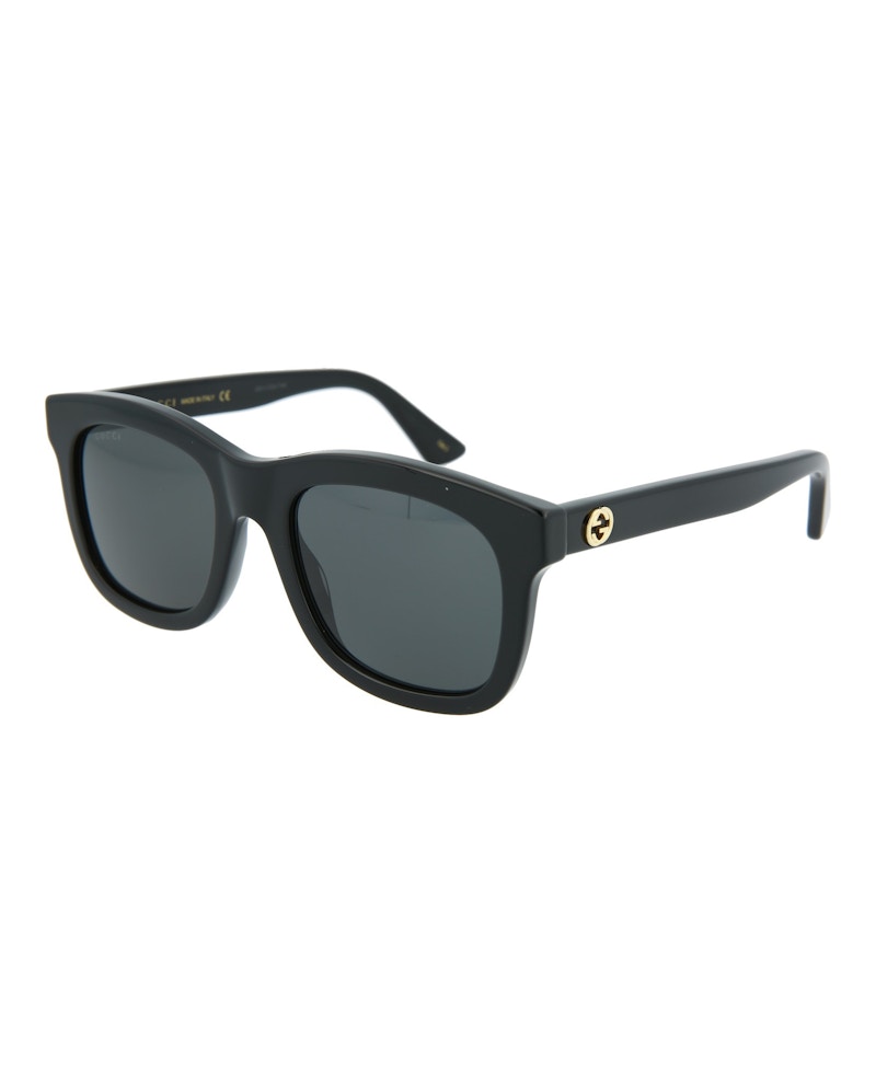 Gucci Square Rectangle Sunglasses Black/Black/Grey (GG0326S