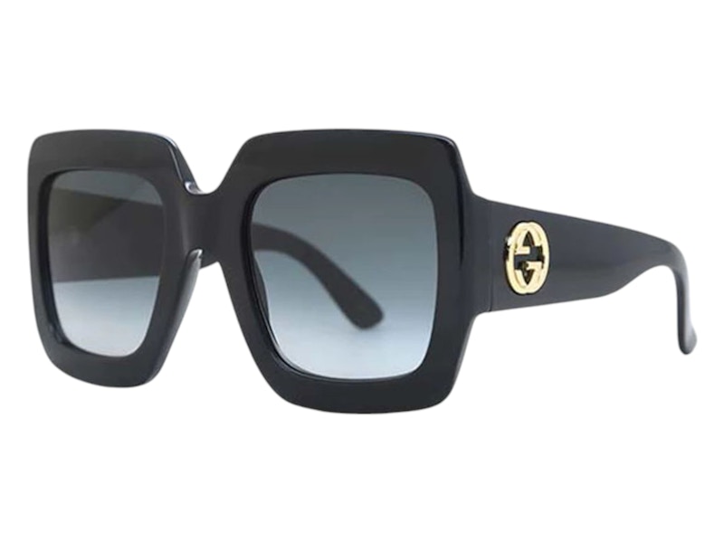 Pre-owned Gucci Women's Square Sunglasses In Black (gg0053sn 001)