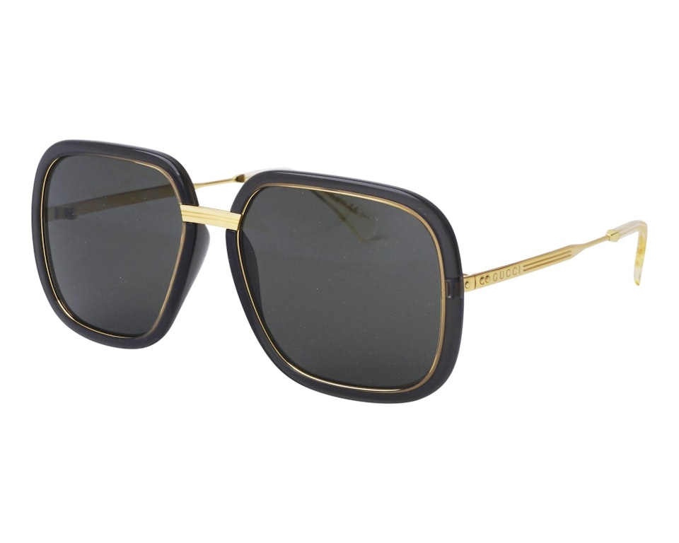 Pre-owned Gucci Square Sunglasses Black/gold (gg0905s-001)