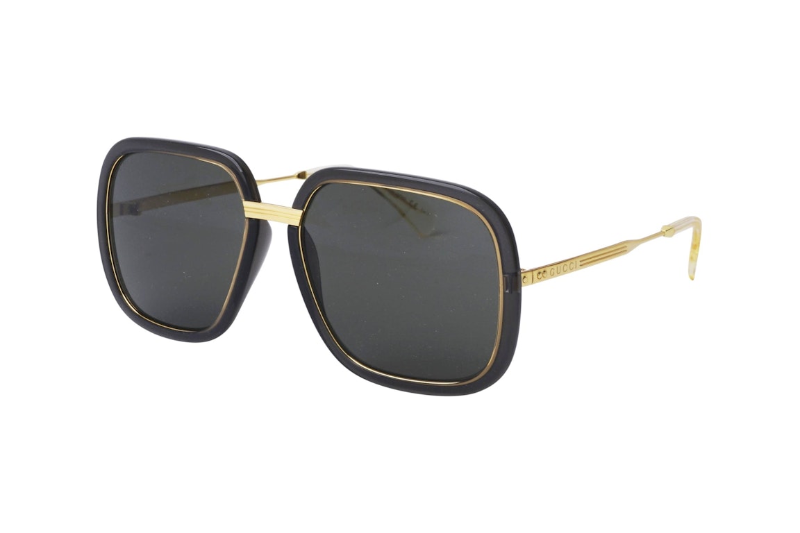 Pre-owned Gucci Square Sunglasses Black/gold (gg0905s-001)