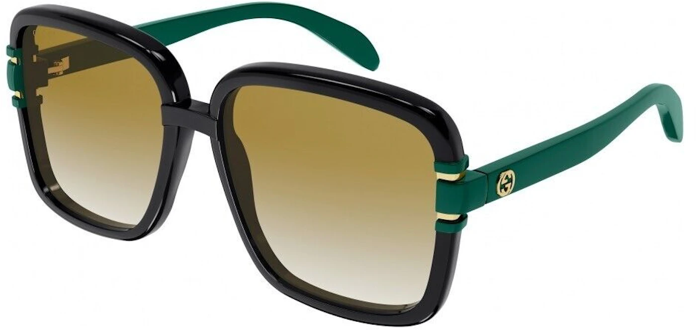 Gucci Square Sunglasses Black/Green (GG1066S-003-FR) in Acetate with ...