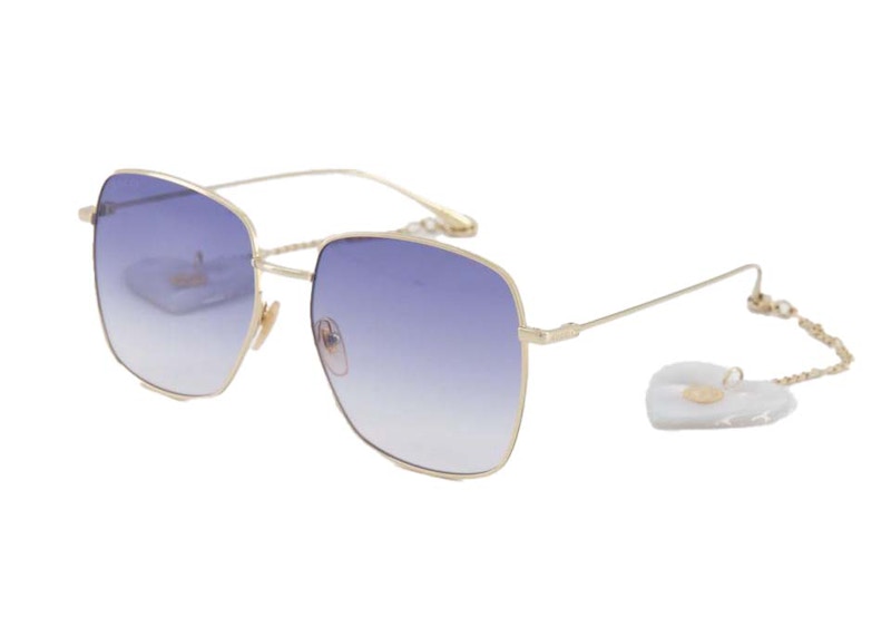 Pre-owned Gucci Square Sunglasses59) In Gold/blue (gg1031s/004
