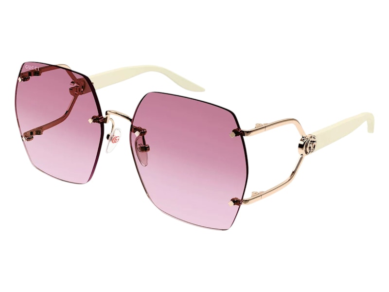 Pre-owned Gucci Square Sunglasses In Gold Ivory Violet (gg1562s/004/fr) In Multi