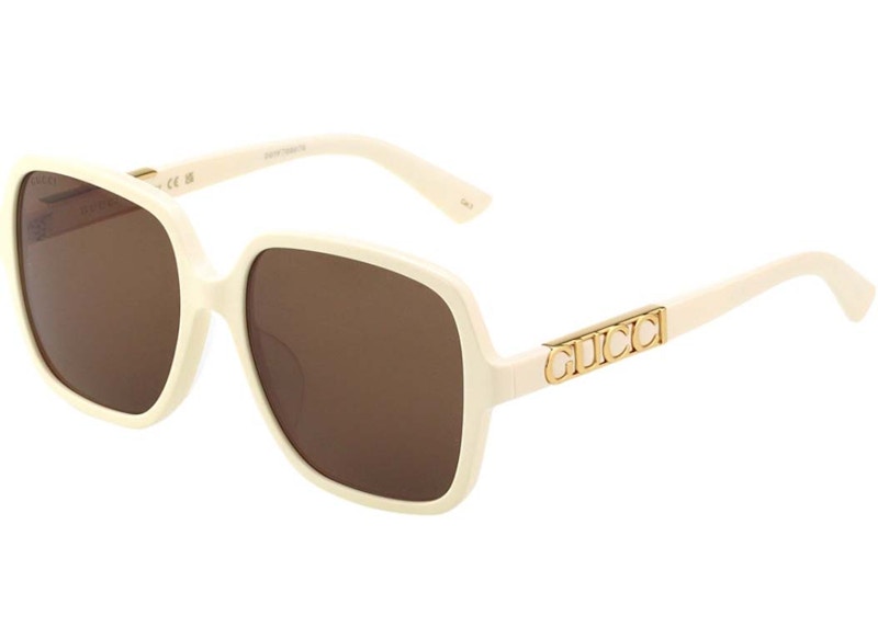 サングラス Gucci Sunglasses GG1189SA 005 Ivory Big Logo Asian Fit Gucci Square Sunglasses Ivory (GG1189SA-005-59) in Acetate