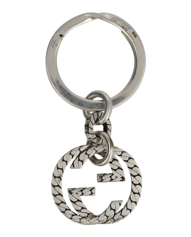 Gucci Sterling Silver Interlocking G Keychain Silver in Metal - JP