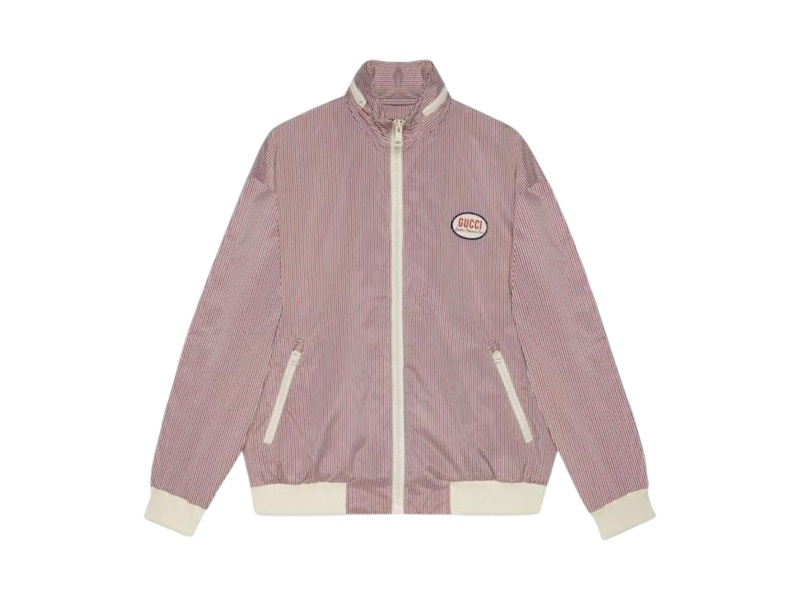 Gucci Striped Fabric Zip Jacket Red