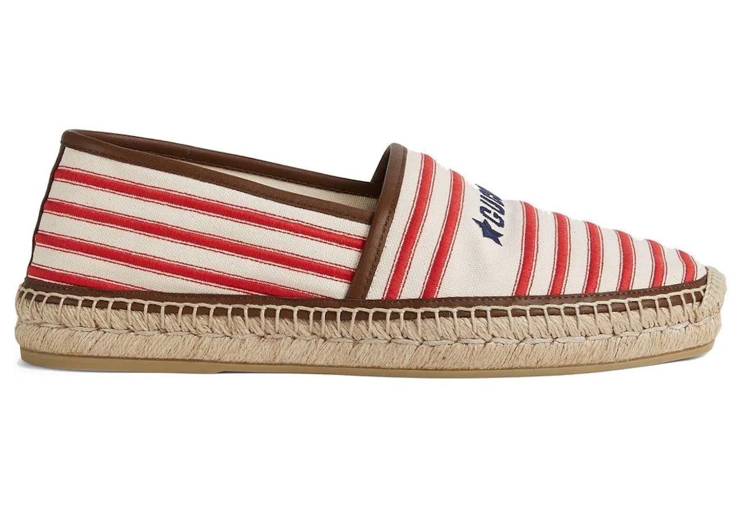 Pre-owned Gucci Striped Star Espadrille Red White In Red/white