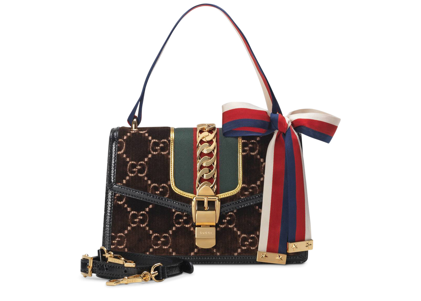 Gucci Sylvie Shoulder Bag GG Velvet 