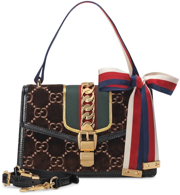 Gucci Small Velvet Marmont Matelasse Shoulder Bag - Brown Shoulder