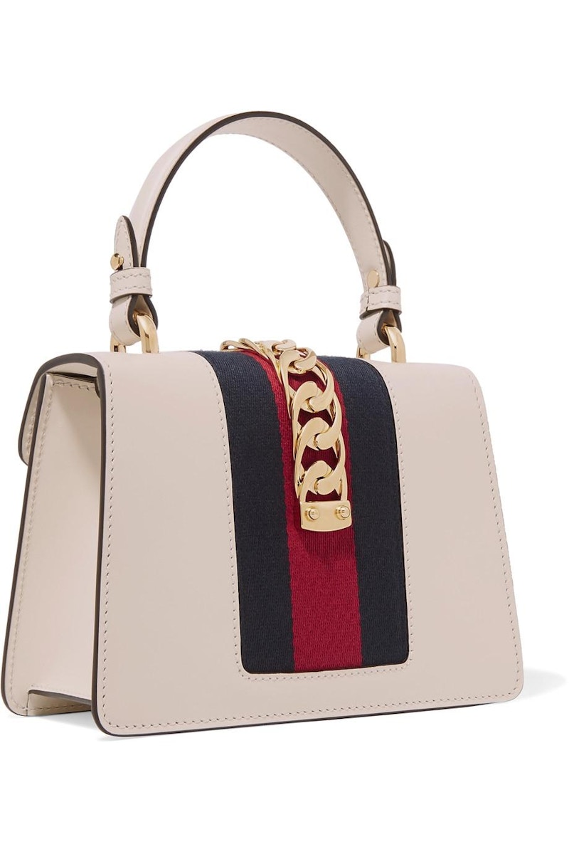 Gucci Sylvie Shoulder Bag With Strap Mini White in Calfskin