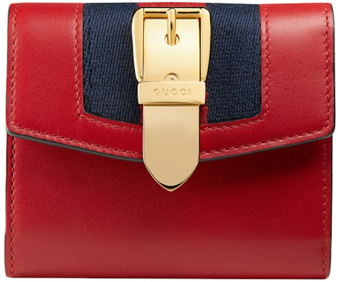Gucci Sylvie Wallet Hibiscus Red in Leather with Goldtone - US