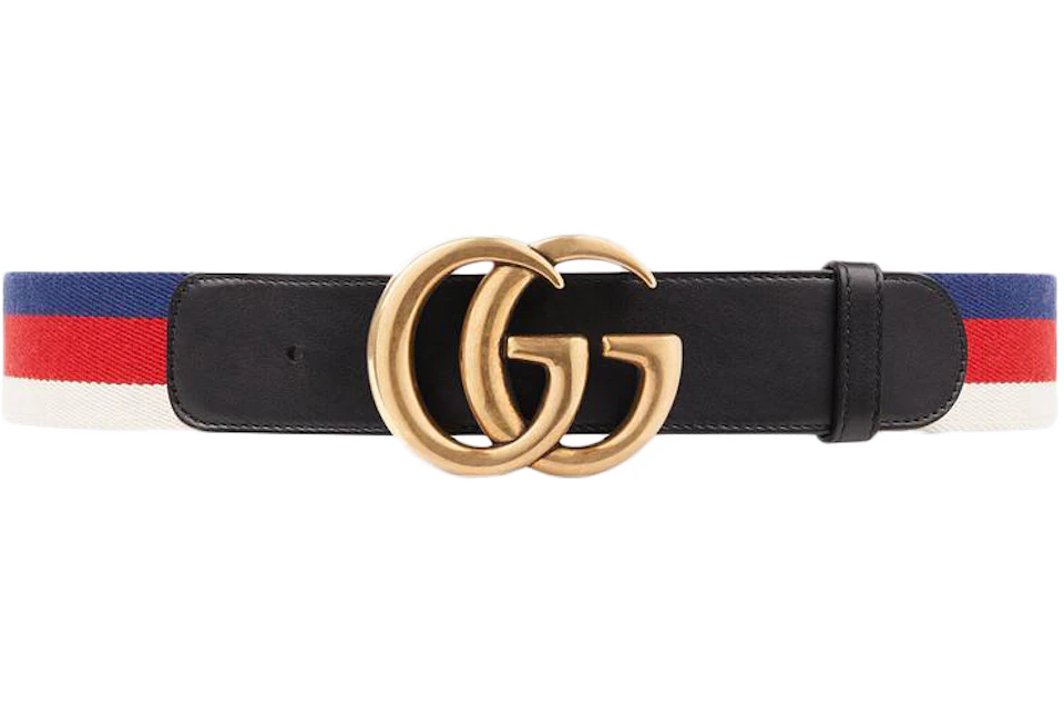 breed Citroen Vermoorden Gucci Sylvie Web Belt Double G Buckle Red/White/Blue/Black in Leather with  Antique Brass - US