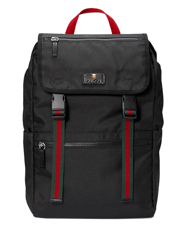 Pre-owned Gucci Technical Backpack Web Black