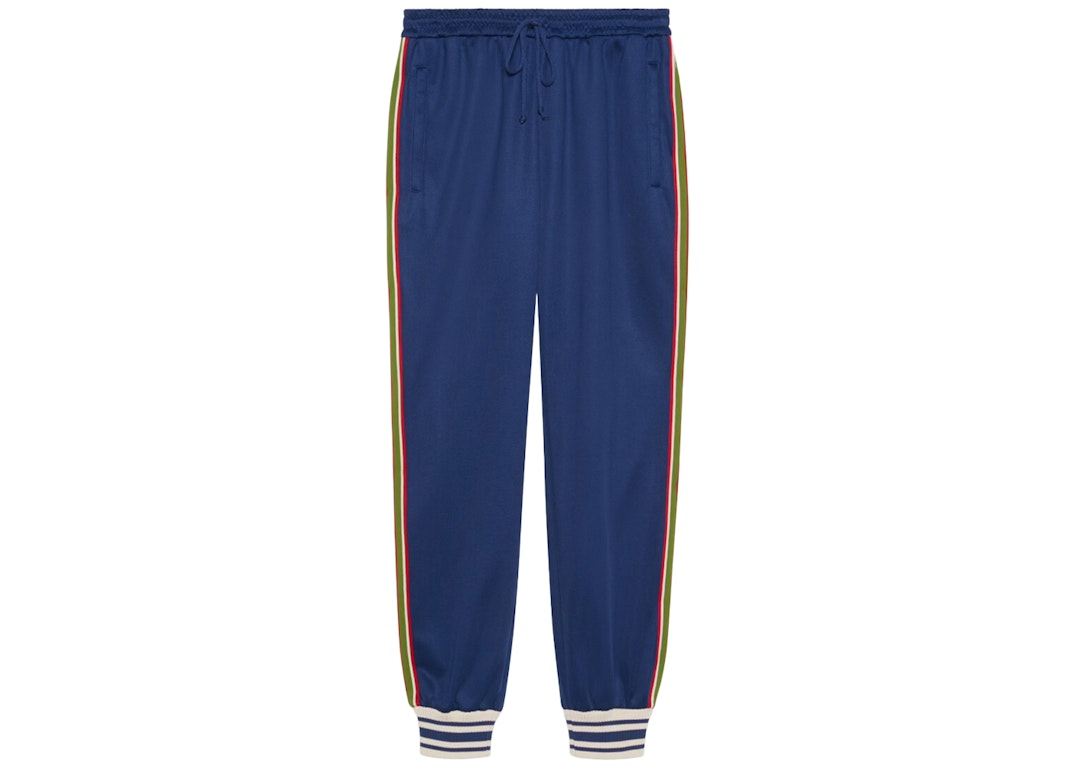 Pre-owned Gucci Technical Jersey Jogging Pant Blue