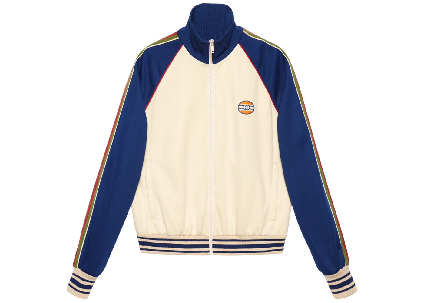 Gucci Technical Jersey Zip-Up Jacket Ivory/Blue