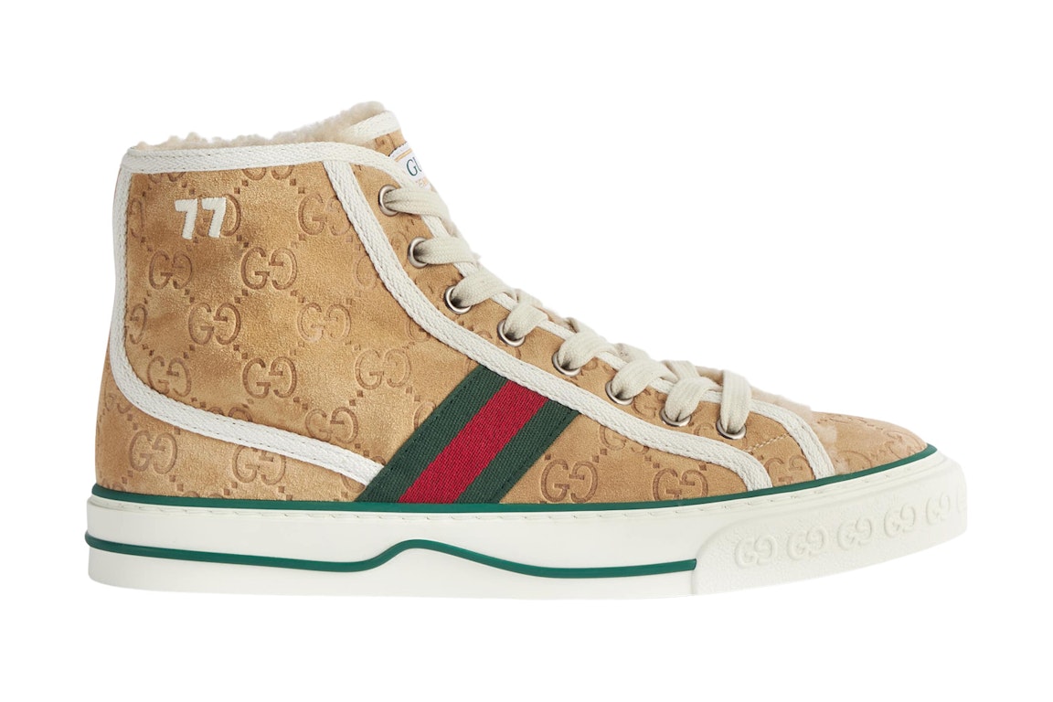 Pre-owned Gucci Tennis 1977 High Gg Brown Suede (women's) In Brown/multi