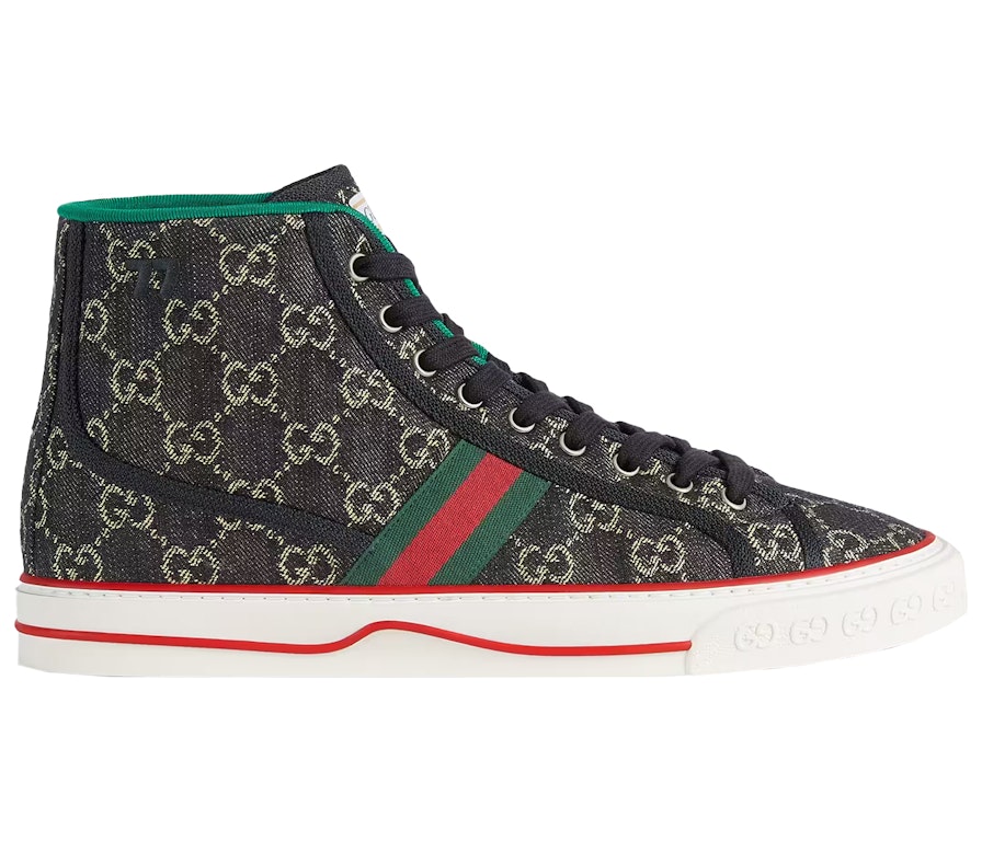 Pre-owned Gucci Tennis 1977 High Top Black Mini Gg In Black/ivory