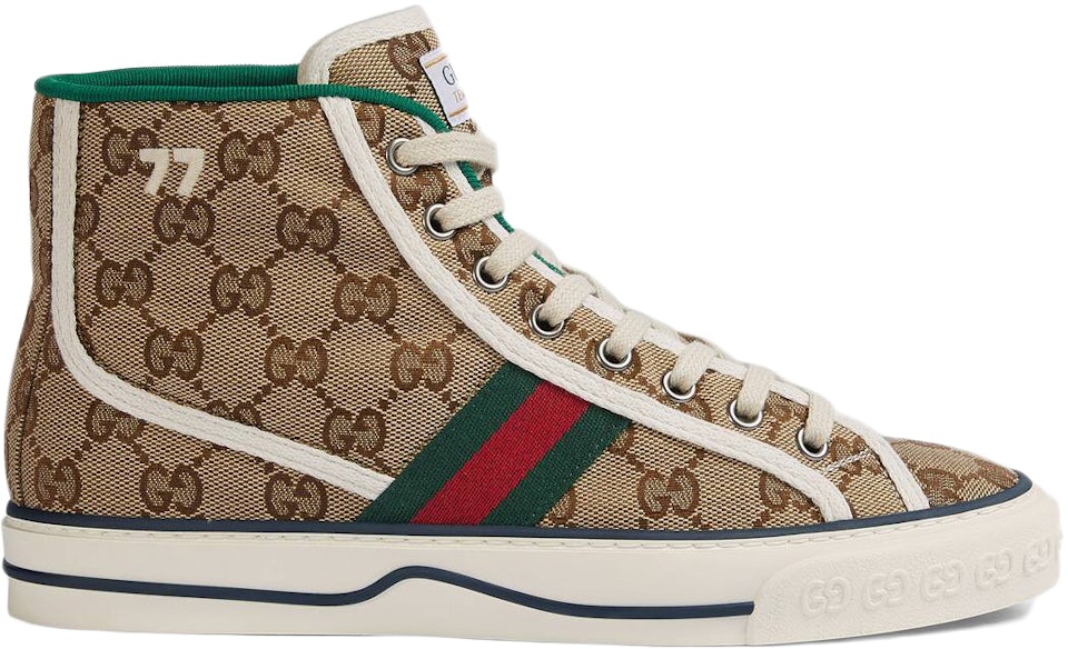 GG Canvas High Top Sneakers in Beige - Gucci