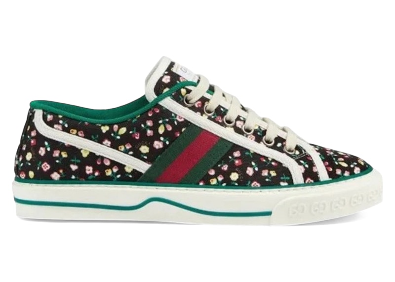 Pre-owned Gucci Tennis 1977 Holly Print (women's) Sneakers In Black/peach In Multi