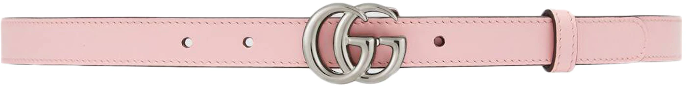 GUCCI Azalea Calfskin Enamel Monochrome Double G 20mm Belt 95 38 Perfect  Pink 1289163