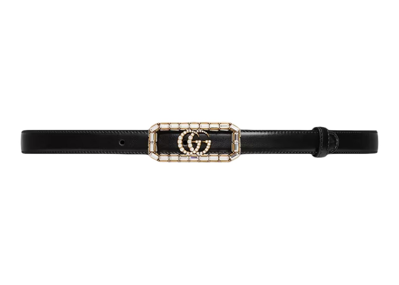 Gucci Leather belt with double G buckle - Black