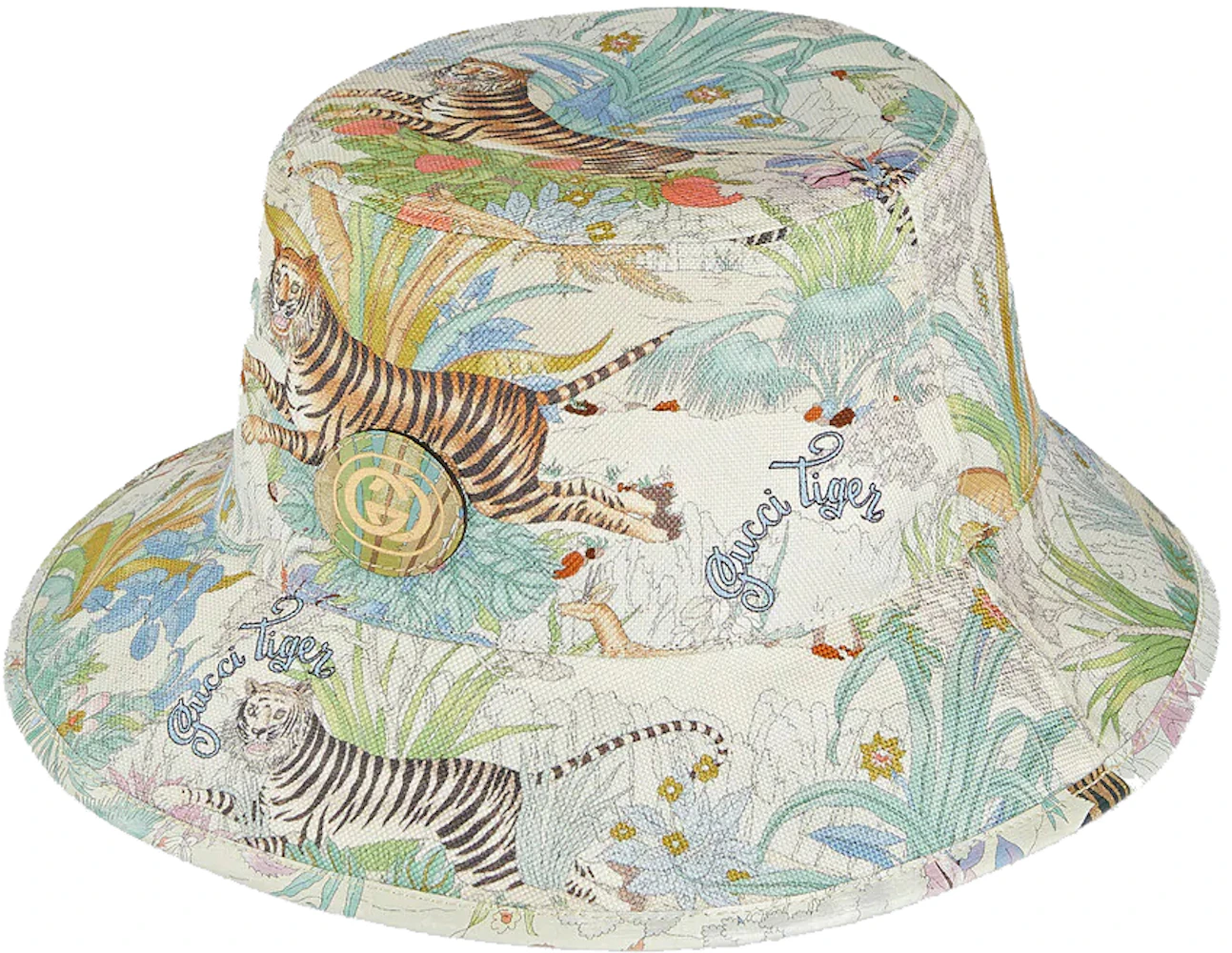 GUCCI 2024 SS Cotton bucket hat with chin strap (747319 4HAY0 4177)