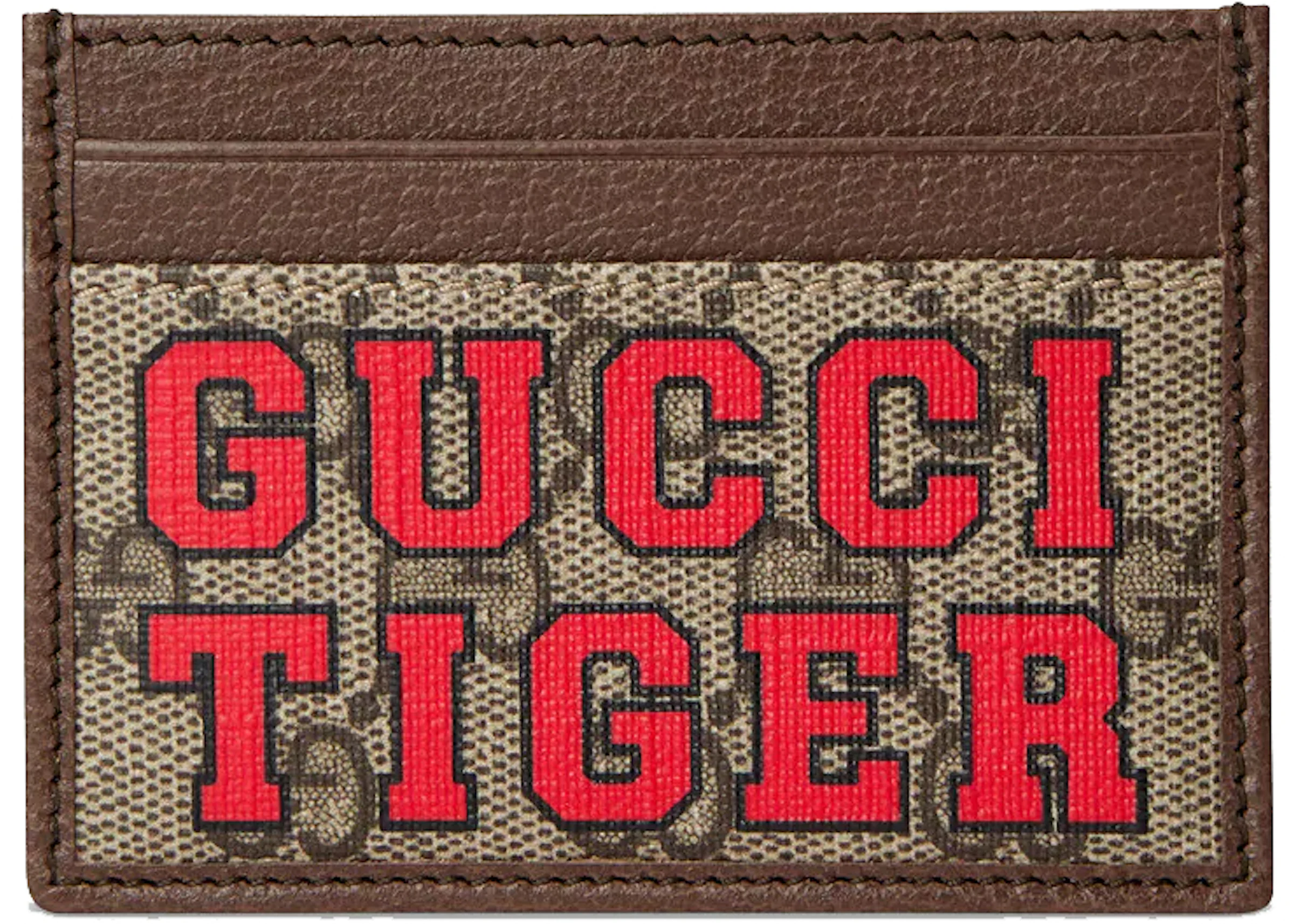 Gucci Tiger Card Case Beige/Ebony in Canvas/Leather - US