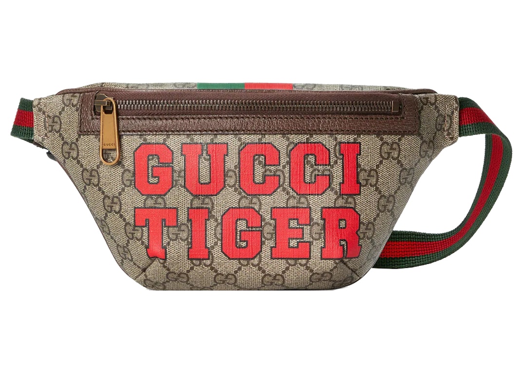 Pre-owned Gucci Tiger Gg Belt Bag Beige/ebony