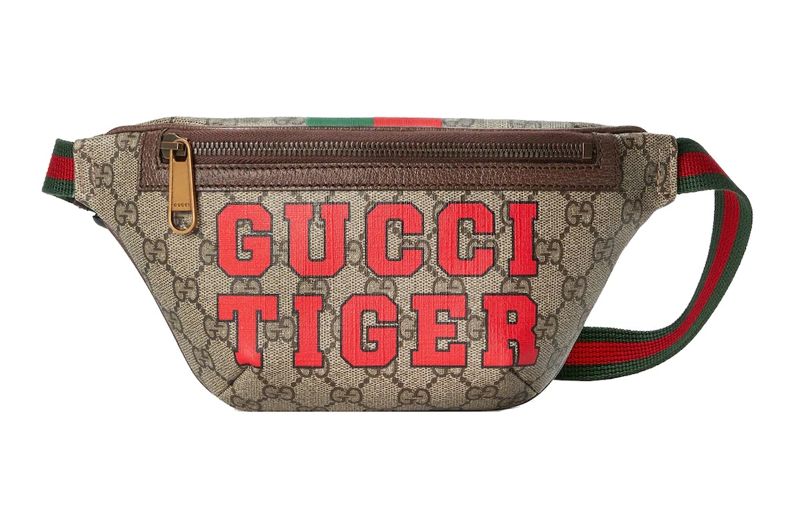 Pre-owned Gucci Tiger Gg Belt Bag Beige/ebony