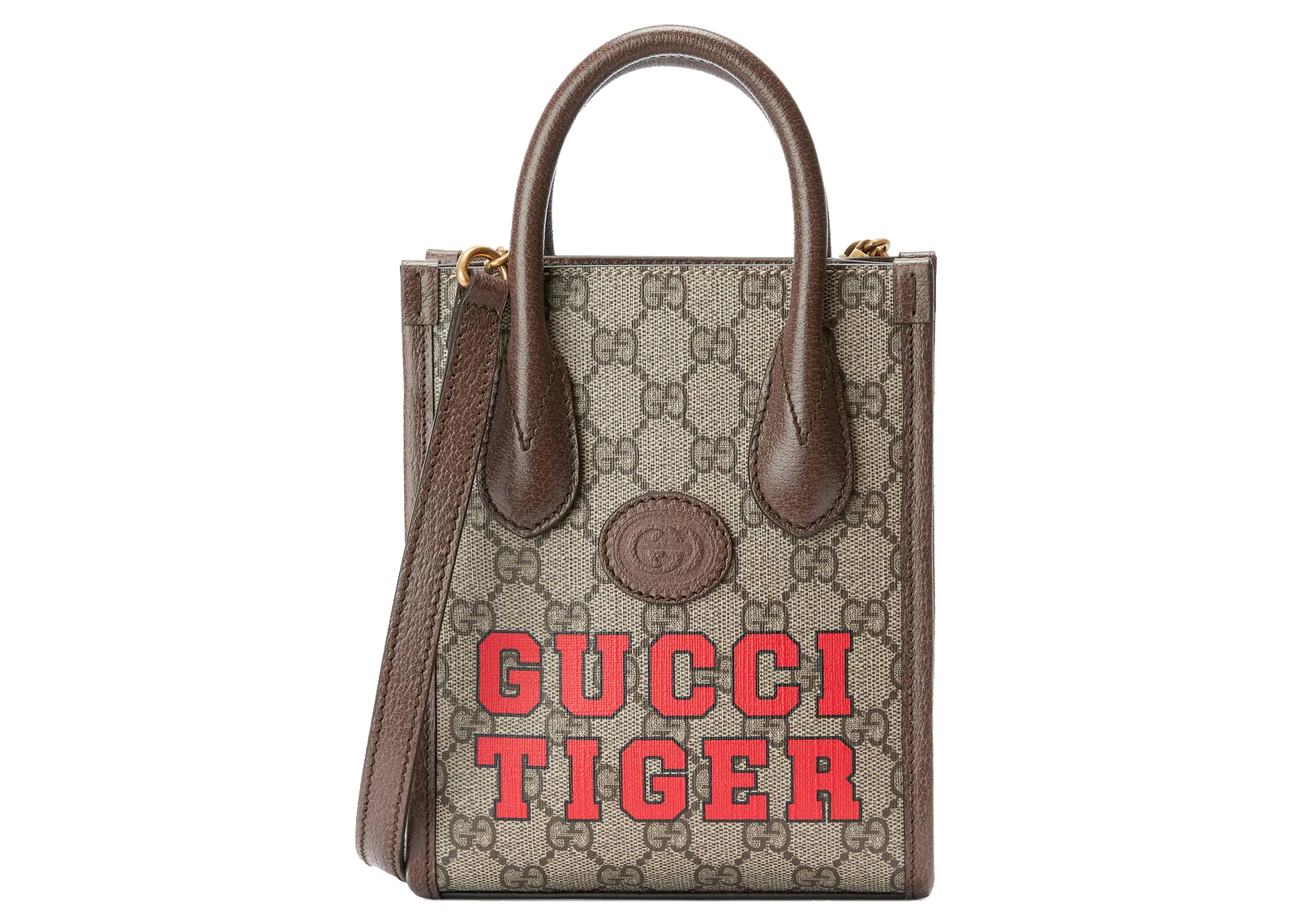 Gucci Tiger GG Mini Tote Bag Beige/Ebony in Canvas/Leather with ...
