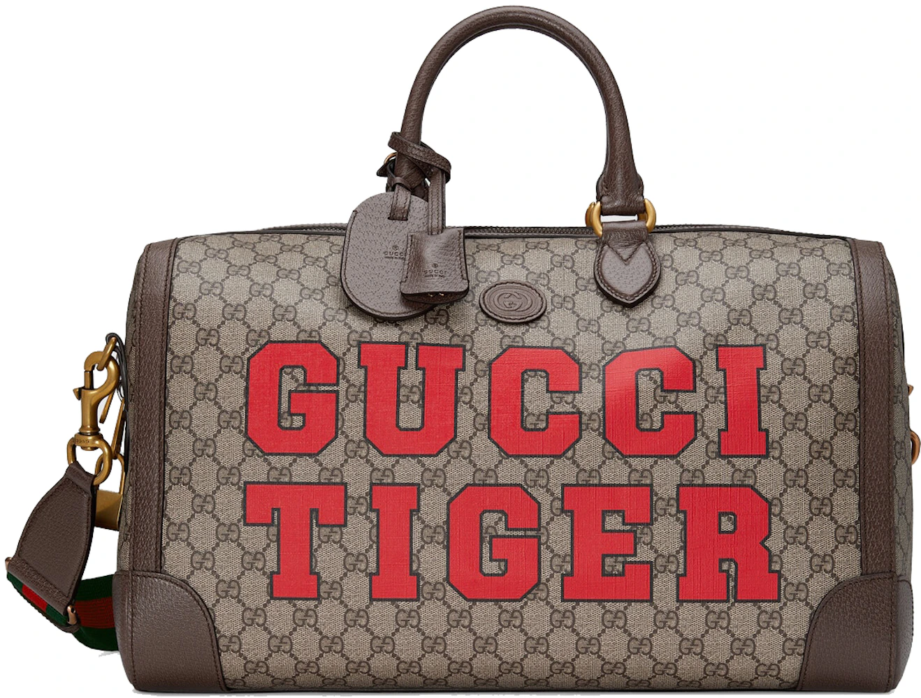 Gucci Tiger GG Small Duffle Bag Beige/Ebony in Canvas/Leather with - US
