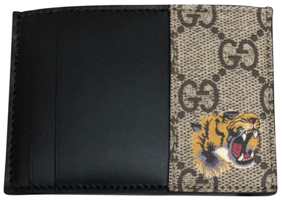 Gucci Black Men's Gg Wallet With Tiger Print