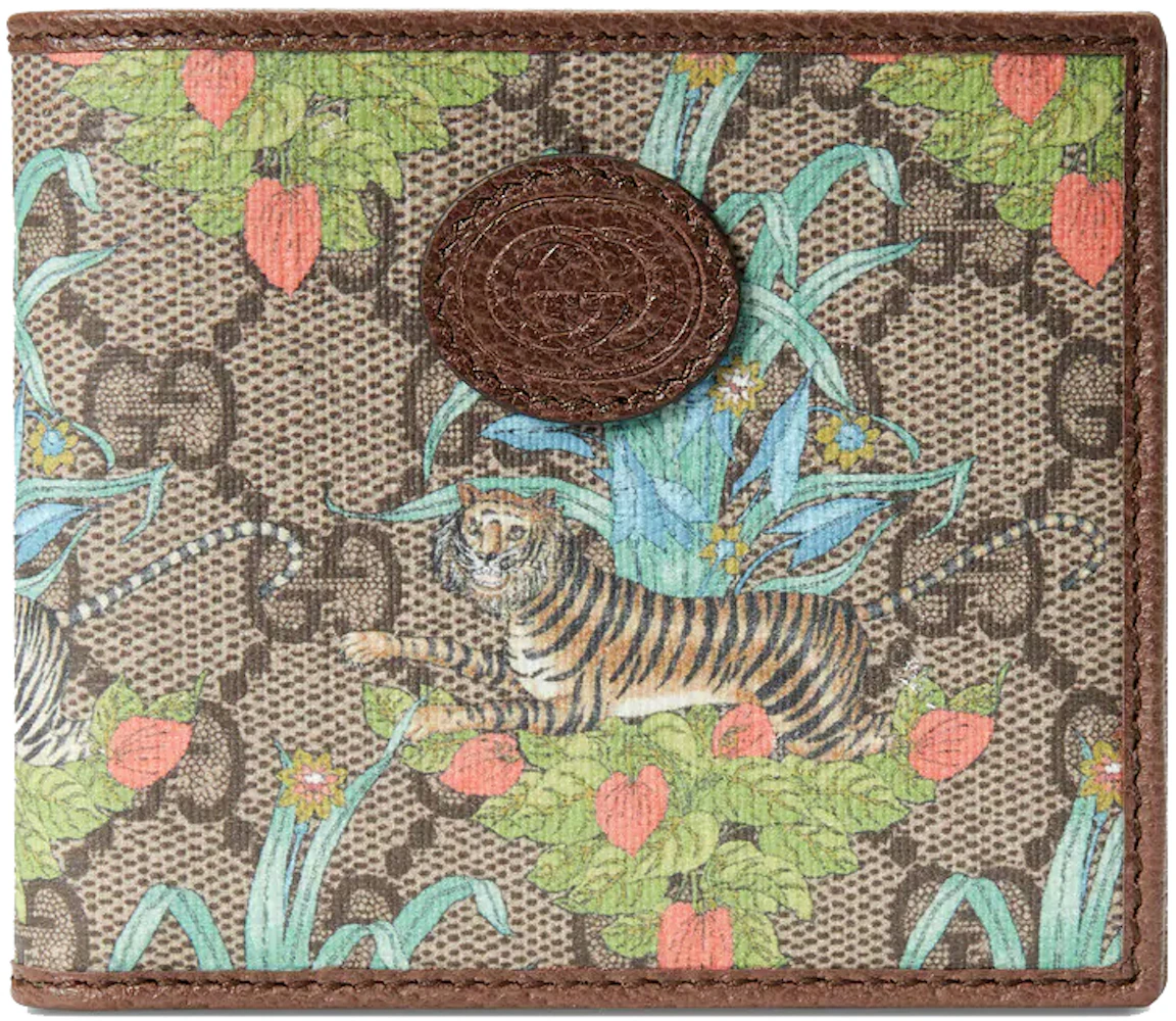 Gucci Beige GG Supreme Canvas Tiger Print Long Bifold Wallet Gucci