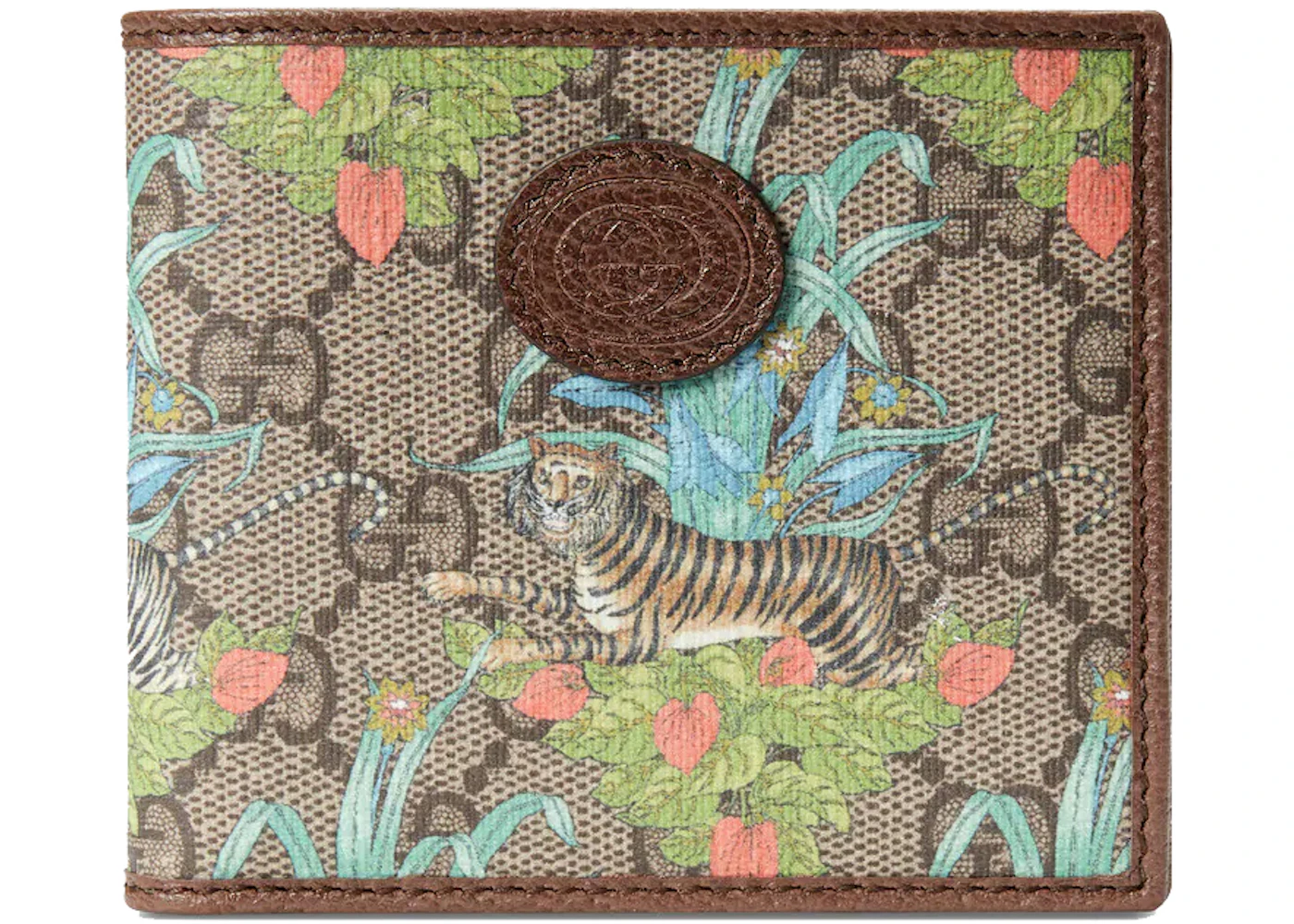 reflect Self-indulgence See insects Gucci Tiger Print GG Wallet Beige/Ebony in Canvas/Leather - US