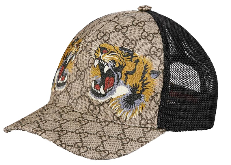 Gucci Tigers Print GG Supreme Baseball Hat Beige/Brown