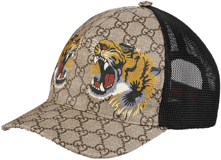 Koncession Lære udenad indeks Gucci Tigers Print GG Supreme Baseball Hat Beige/Brown in Canvas - US