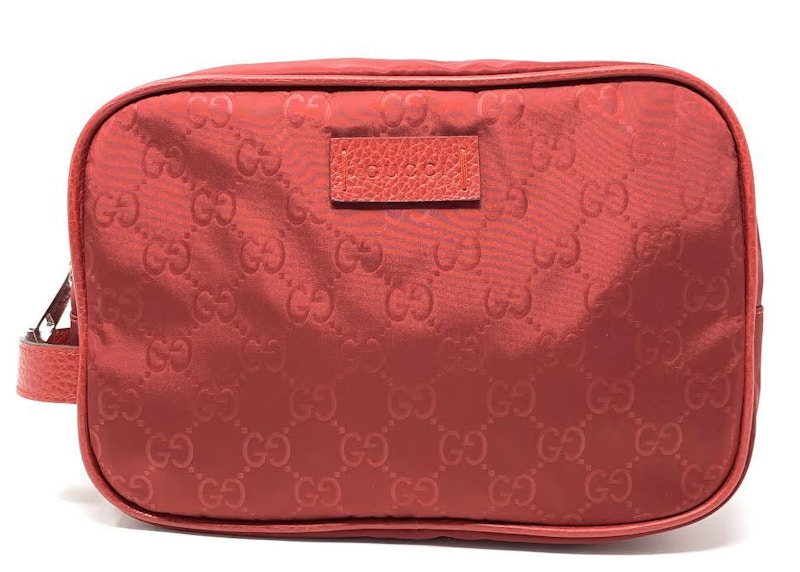 Gucci Toiletry Bag Nylon Red in Nylon with Silver tone TW