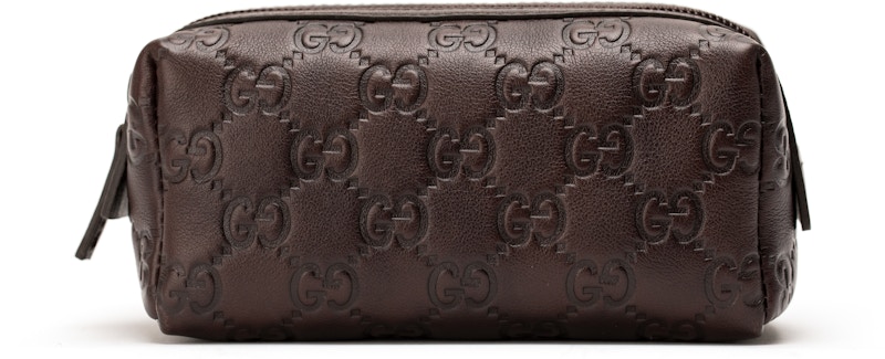 Gucci Toiletry Case Guccissima Small Brown in Leather