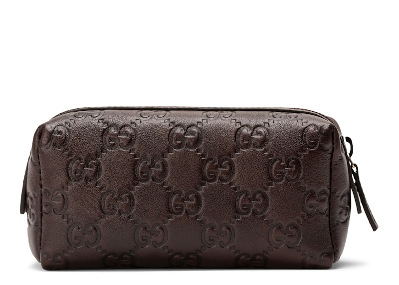 Gucci Toiletry Case Guccissima Small Brown in Leather US